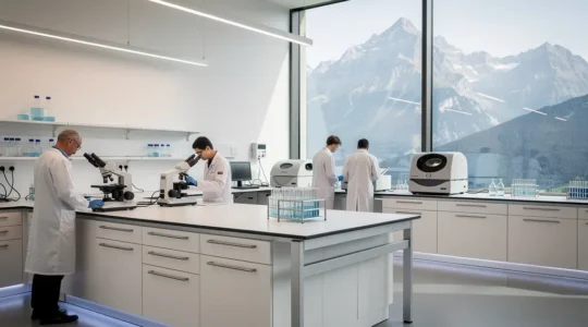 Moderne Laborumgebung mit Wissenschaftlern bei der Forschungsarbeit in der Schweiz