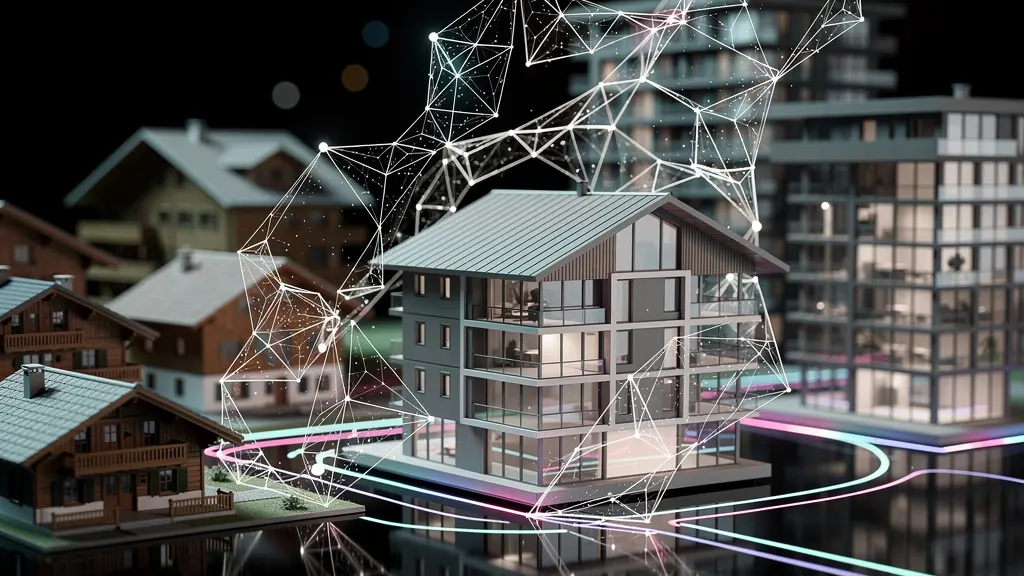 Tokenisierte Immobilienanteile auf der Blockchain visualisiert
