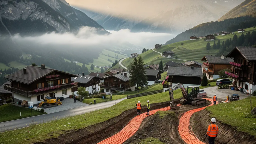 Glasfaserausbau in schweizerischen Bergregionen mit lokalen Energieversorgern