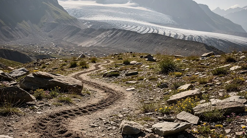 Neu freigegebene Weidefläche durch Gletscherrückgang in den Schweizer Alpen
