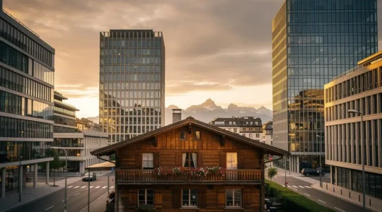 Schweizer Immobilienmarkt zwischen Boom und Blasengefahr - moderne Gebäude in Zürich mit dramatischem Himmel