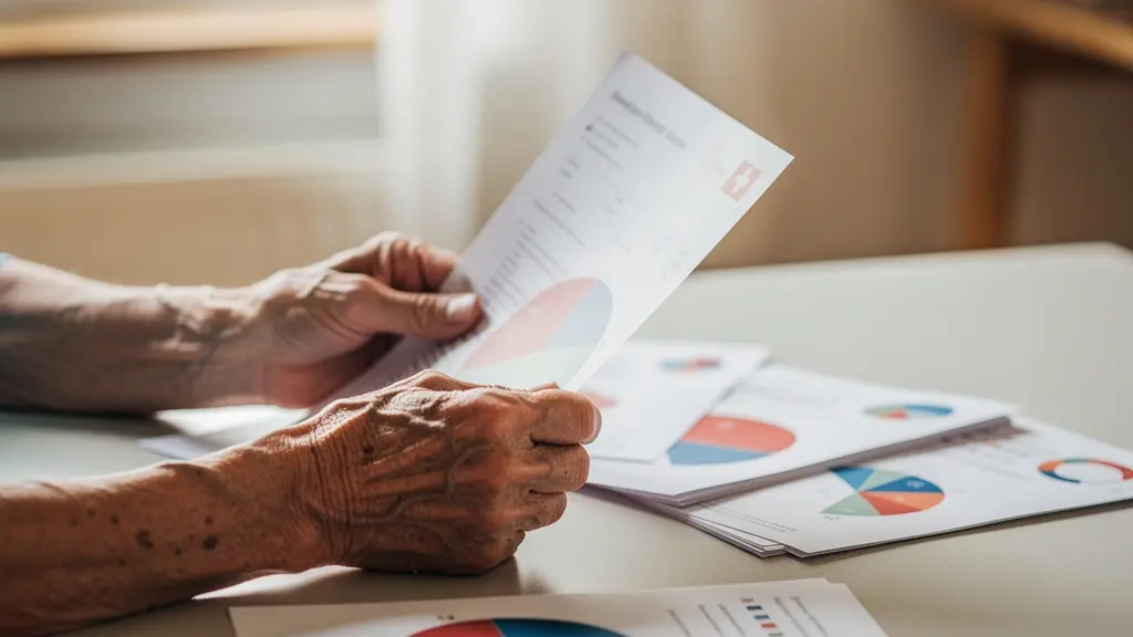Kreisdiagramm der Pflegekostenverteilung mit Schweizer Franken Symbolen