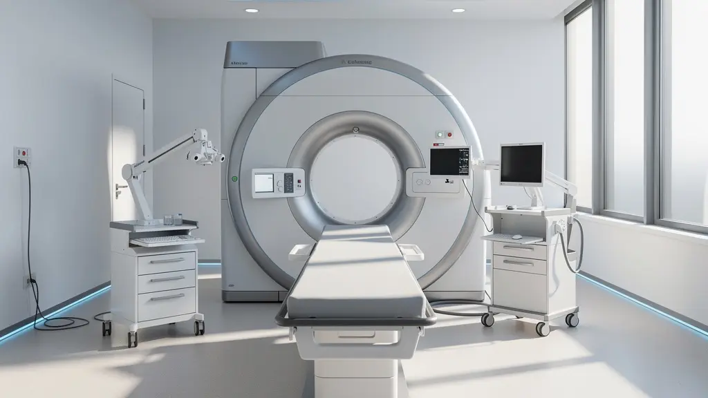 Modernste Protonentherapie-Anlage mit Patient in Behandlungsposition