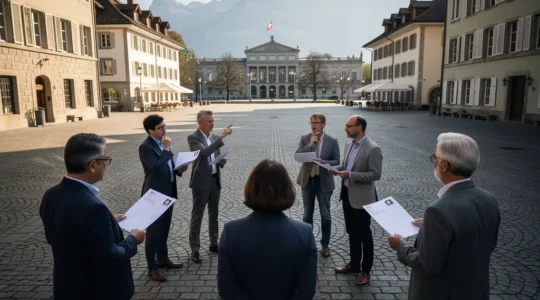 Schweizer Stimmbürger bei der Ausübung ihrer demokratischen Rechte
