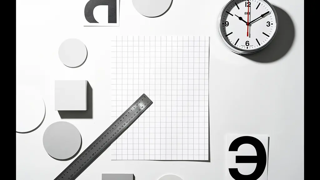 Schweizer Grafikdesign-Raster mit geometrischen Formen und Helvetica-Typografie in Schwarz-Weiss-Kontrast