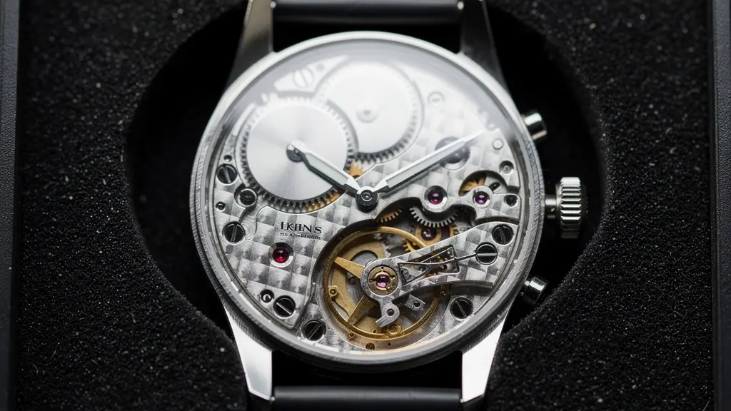 Detailaufnahme einer Schweizer Luxusuhr in einem Hochsicherheitskoffer