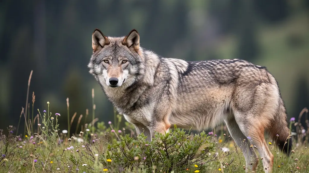 Wolf in seinem natürlichen Lebensraum in den Schweizer Alpen